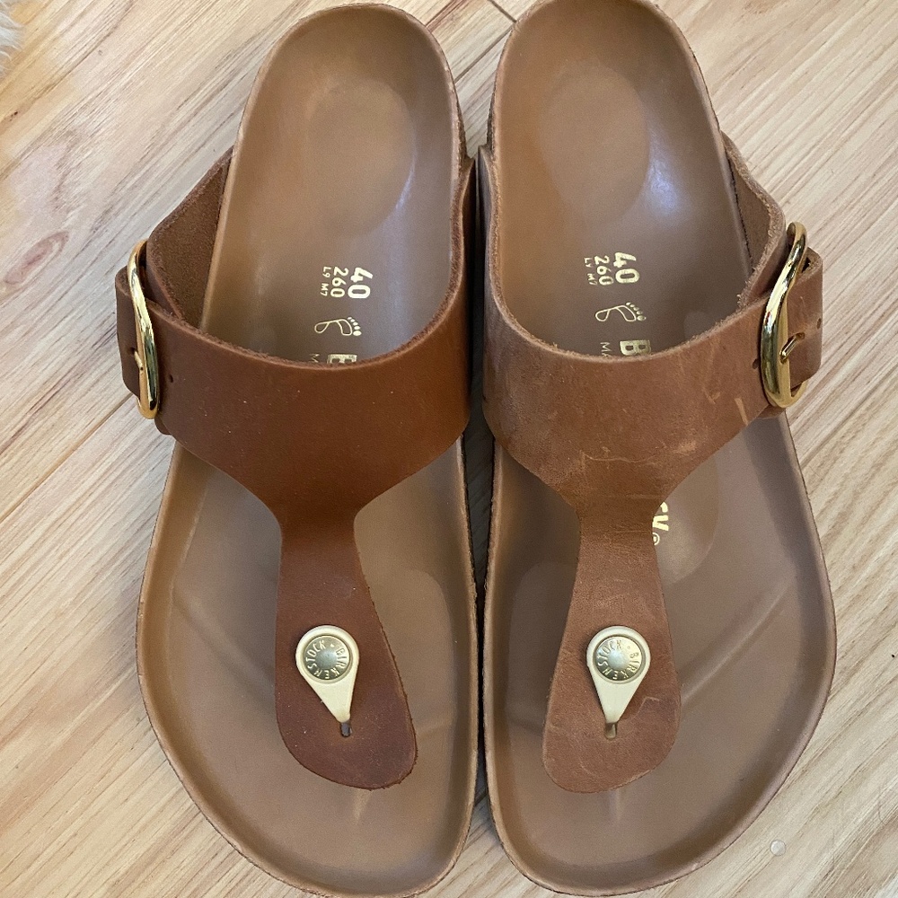 Gizeh Big Buckle Oiled Leather Birkenstock Sandal - Cognac Size 40